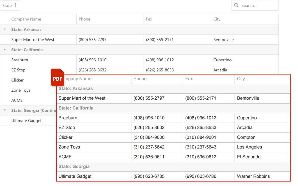 Export to PDF API - Data Grid | DevExpress