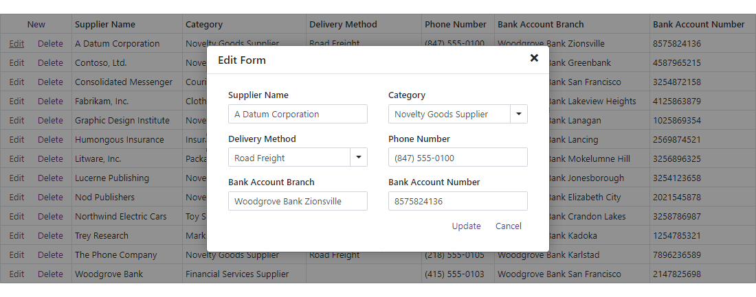 Popup Edit Form - Data Grid for Blazor UI | DevExpress