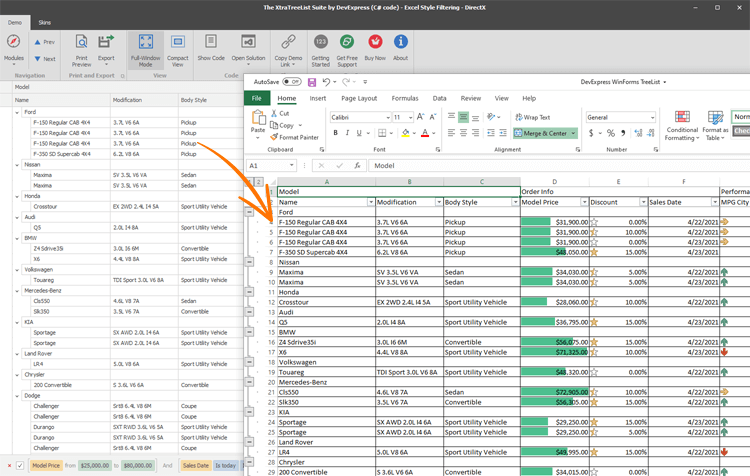 Excel Data Export - WinForms TreeList | DevExpress
