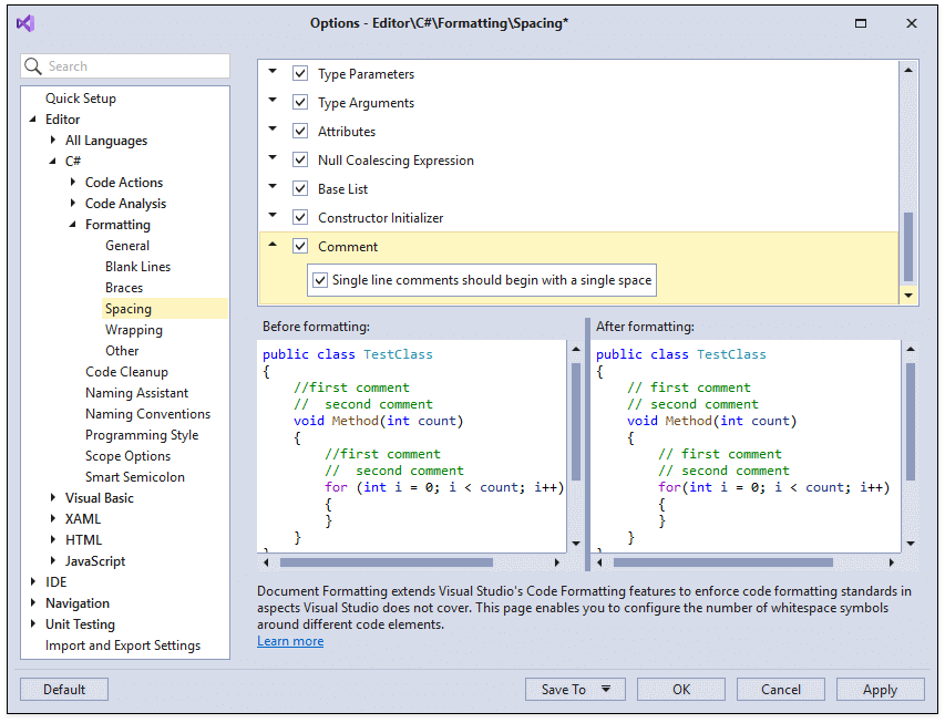 Code Formatting - Spacing