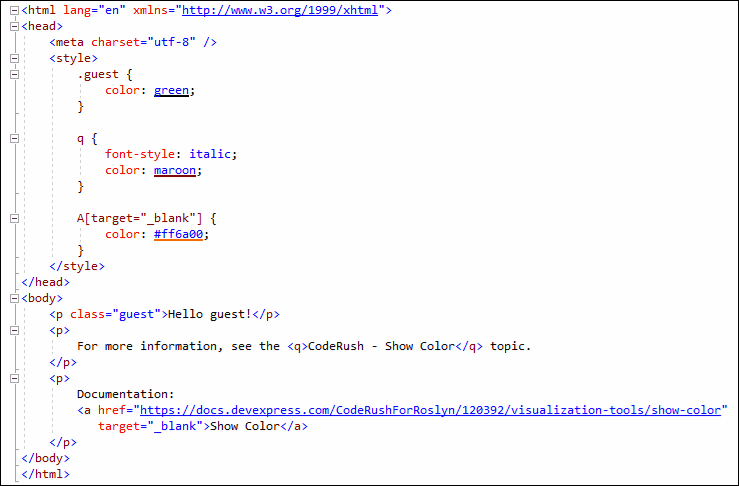 HTML Support - CodeRush, DevExpress