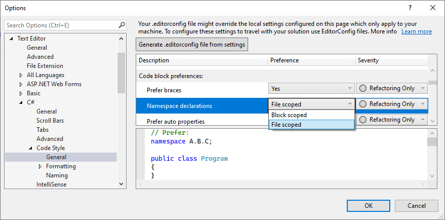 File-scoped Namespace Style Support for C# 10 | CodeRush, DevExpress What's New in CodeRush | DevExpress