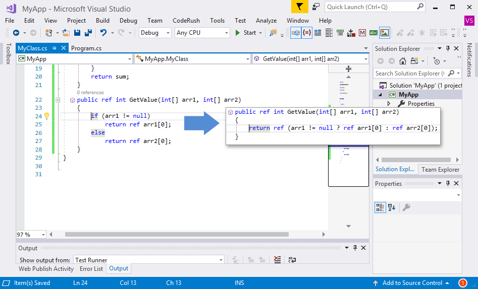 Compress to Ternary Expression and Expand Ternary Expression - CodeRush | DevExpress