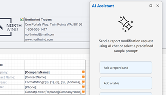 AI-powered Report Designer Demos, DevExpress