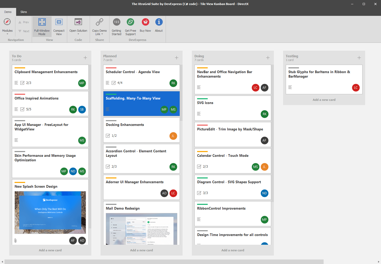 Kanban Board - Tile View, WinForms Data Grid | DevExpress