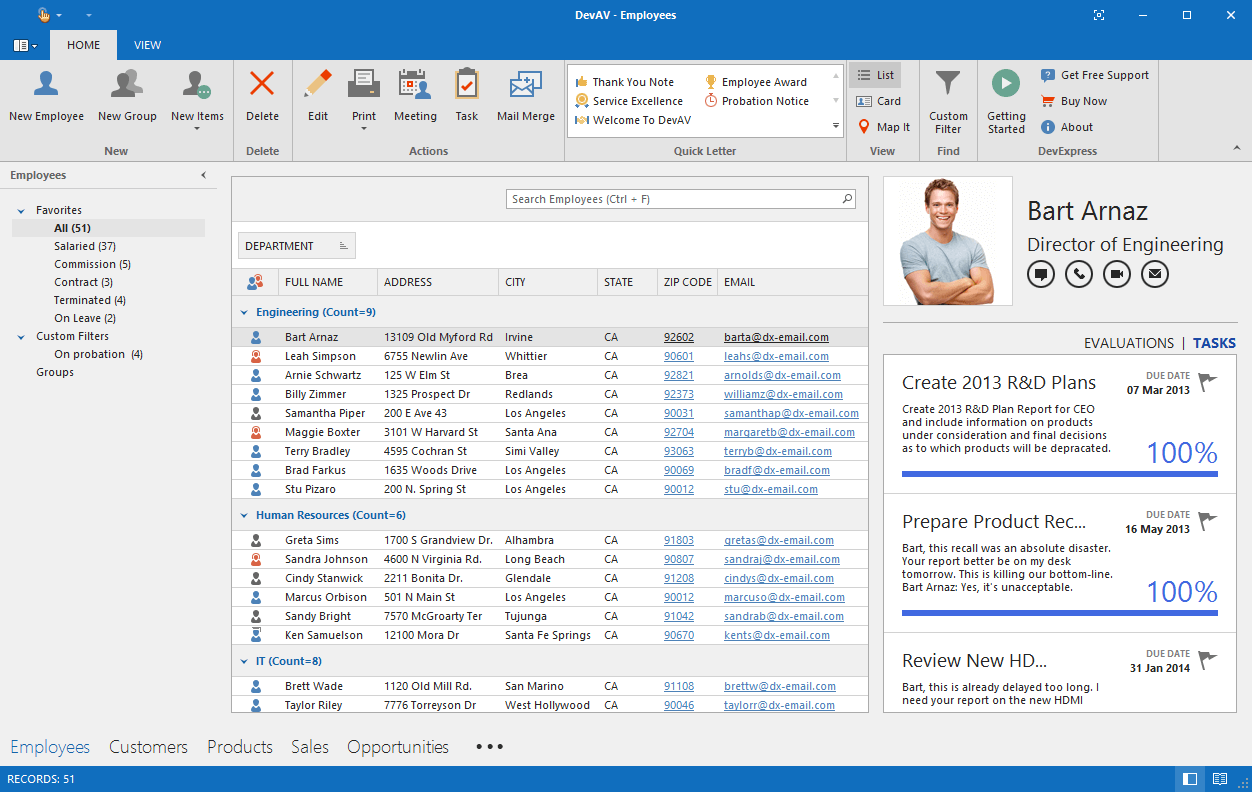 WinForms Grid, Ribbon Controls in an Office Inspired Application