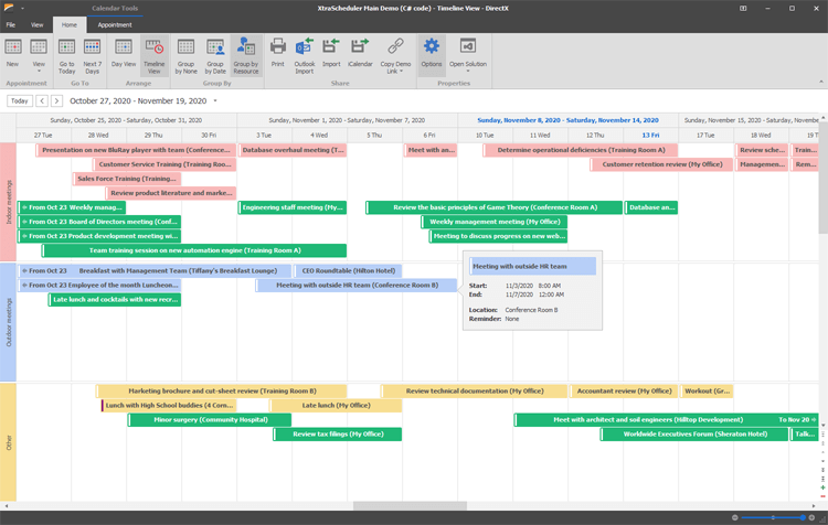 Agenda and Timeline Views - Scheduler Control for WinForms | DevExpress