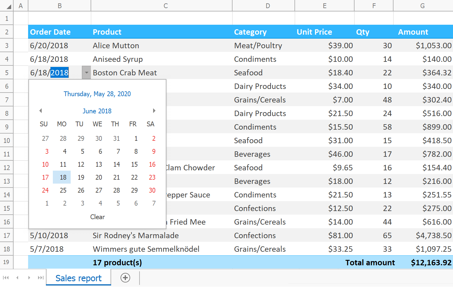 Edit, Format and Protect Data - WinForms Spreadsheet Control, DevExpress