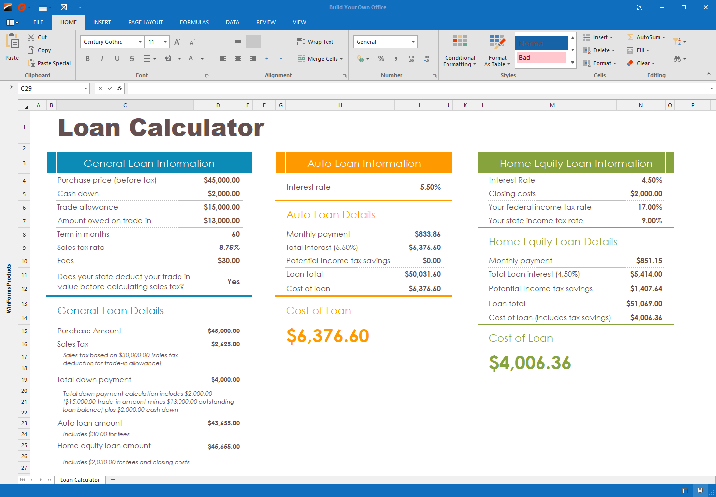 DevExpress WinForms Spreadsheet Control