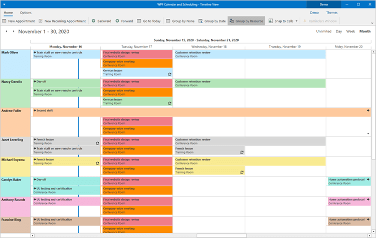 Timeline View - WPF Scheduler Control | DevExpress