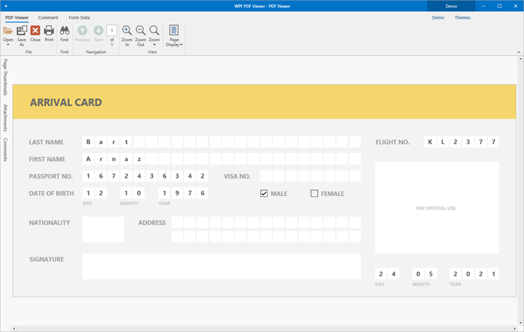 Fillable PDF Forms - WPF PDF Viewer | DevExpress