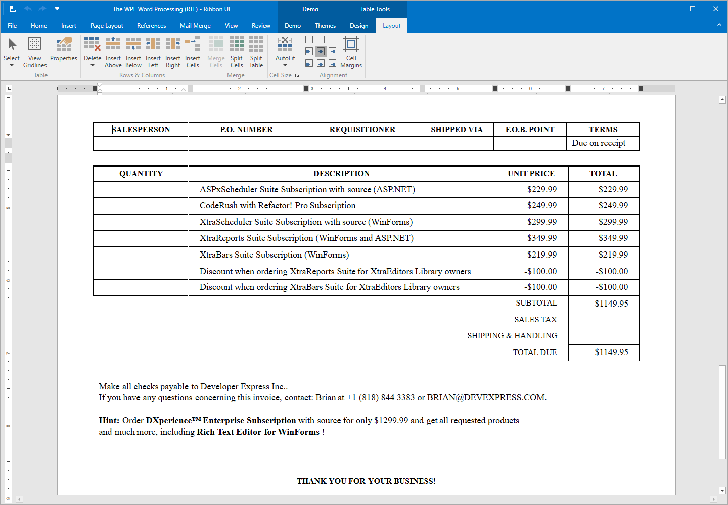 Tables. Contextual Tabs