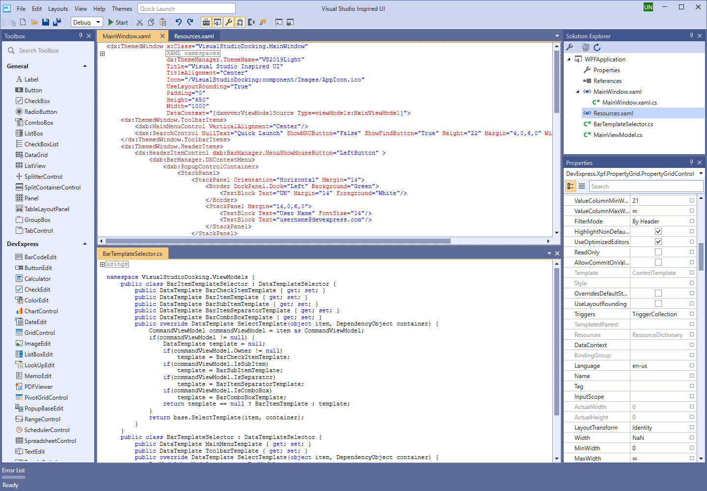 Visual Studio 2019 Blue Theme