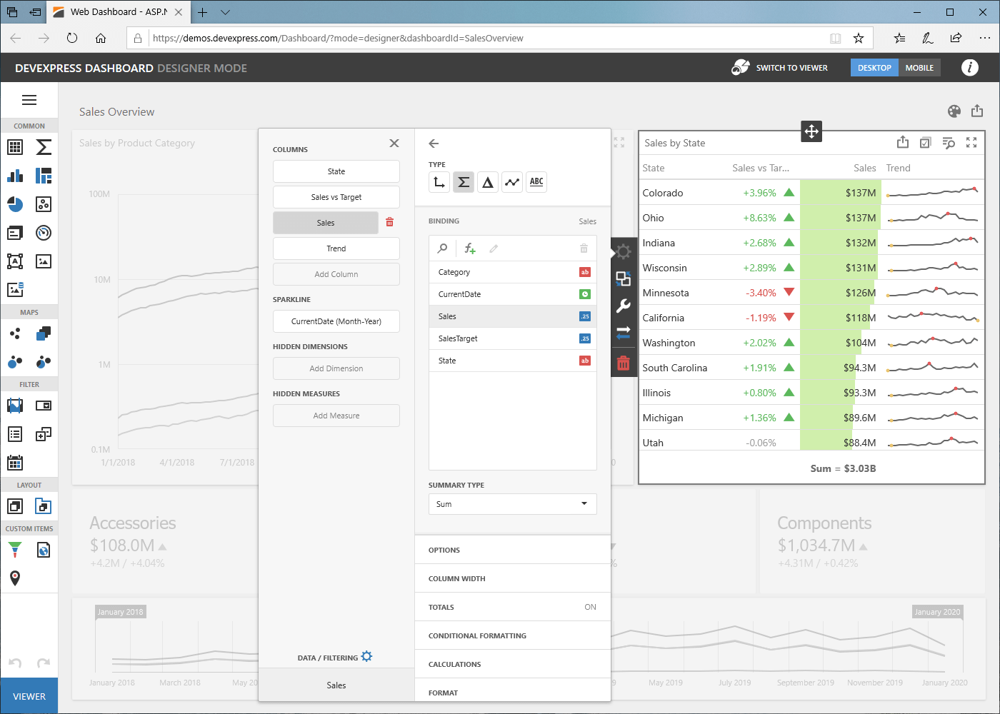 Web Dashboard Control - End-User Designer | DevExpress