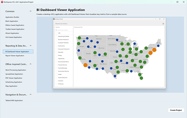 Reusable Dashboard Templates - VCL BI Dashboard, DevExpress