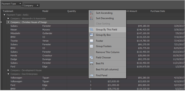 Multi-Column Grouping