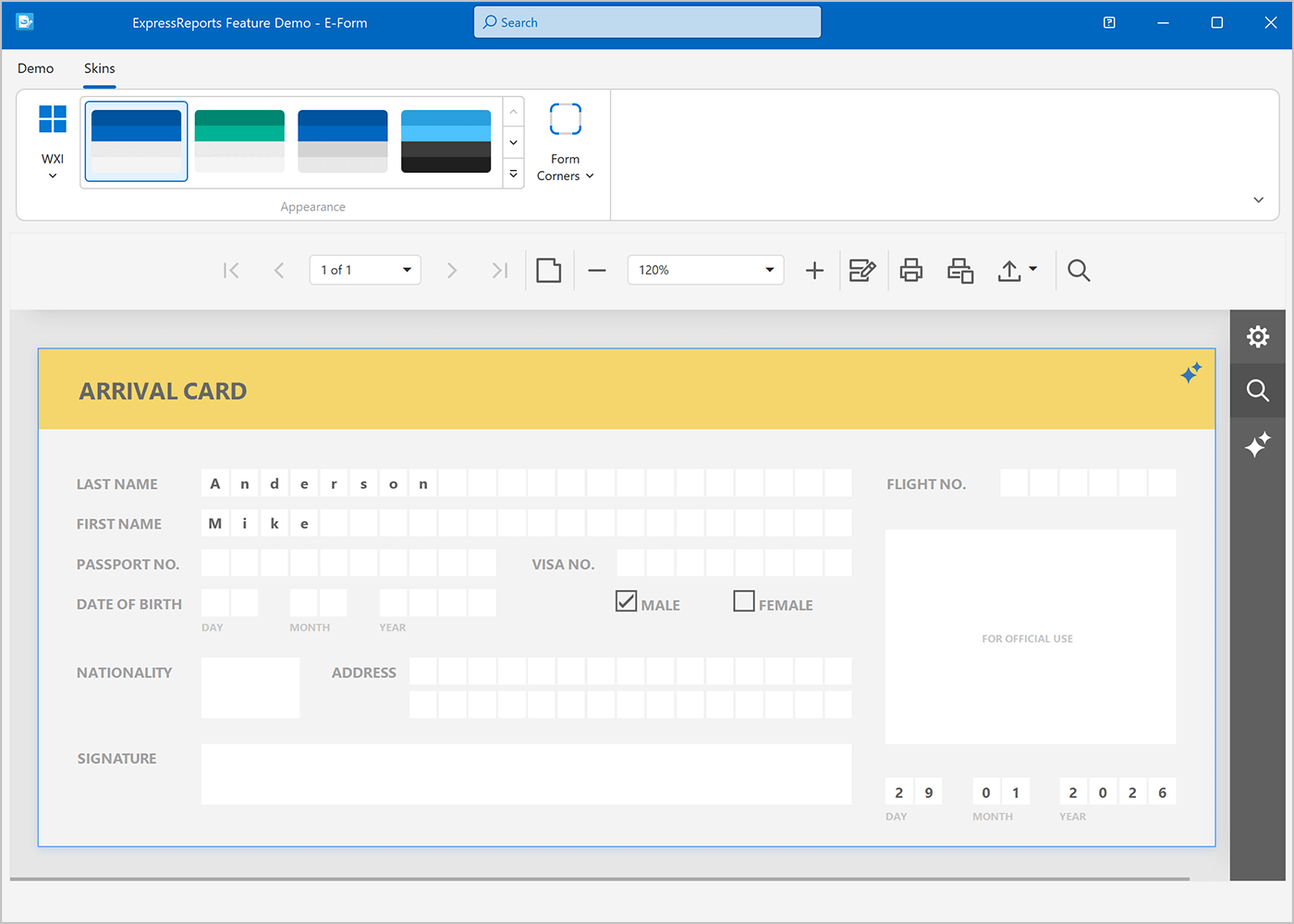 E-Form (Application Form) – VCL Report Viewer, DevExpress ExpressReports