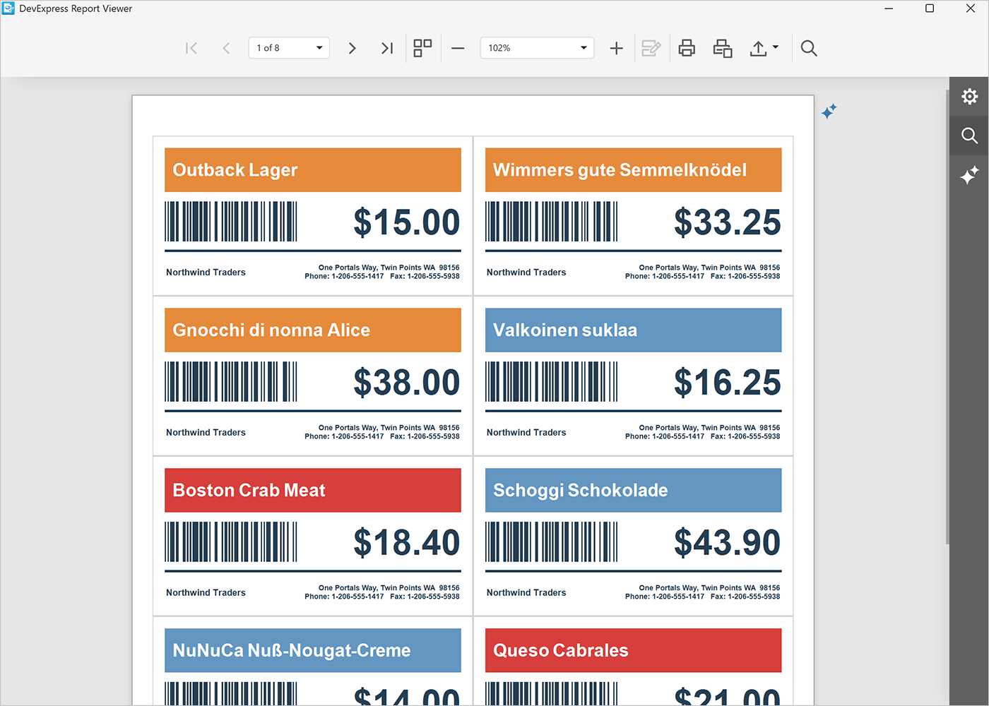 Label Report – VCL Report Viewer, DevExpress ExpressReports