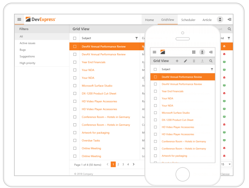 Adaptive Project Template - ASP.NET Web Forms, DevExpress