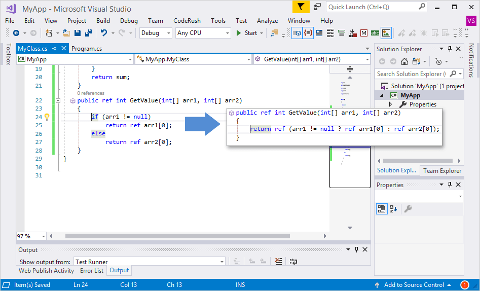 Compress To Ternary Expression - DevExpress | CodeRush