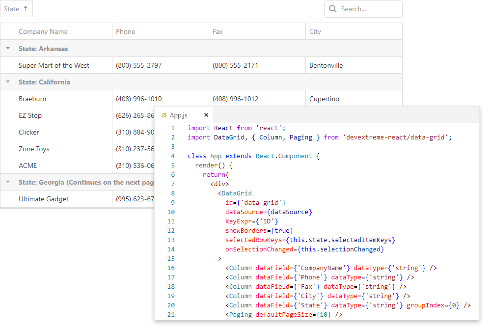 DevExtreme React Wrappers, DevExpress