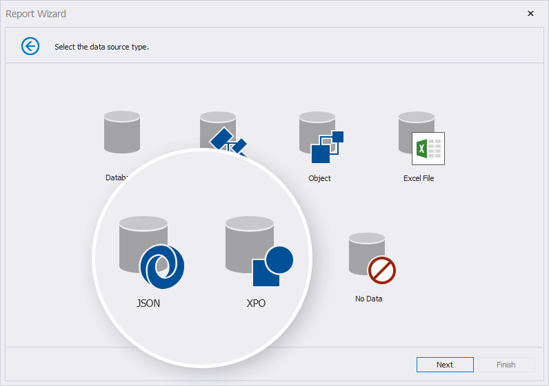 Data Source Wizard – JSON and DevExpress ORM Persistent Object Data Sources, WinForms Reporting | DevExpress