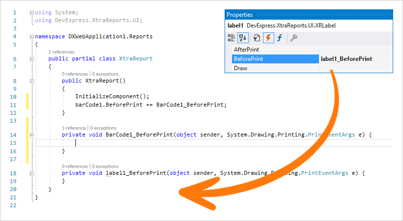 ASP.NET Core Reporting - Event Handling, DevExpress