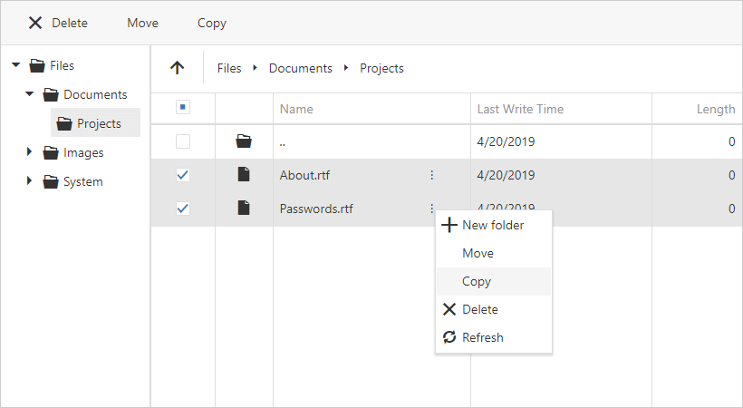 ASP.NET Core File Manager, DevExpress