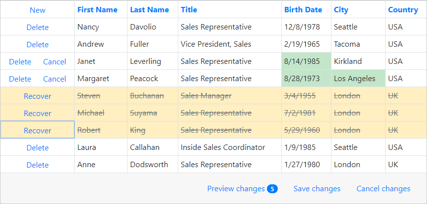 Callback Support in Batch Edit Mode - Botstrap GridView | DevExpress