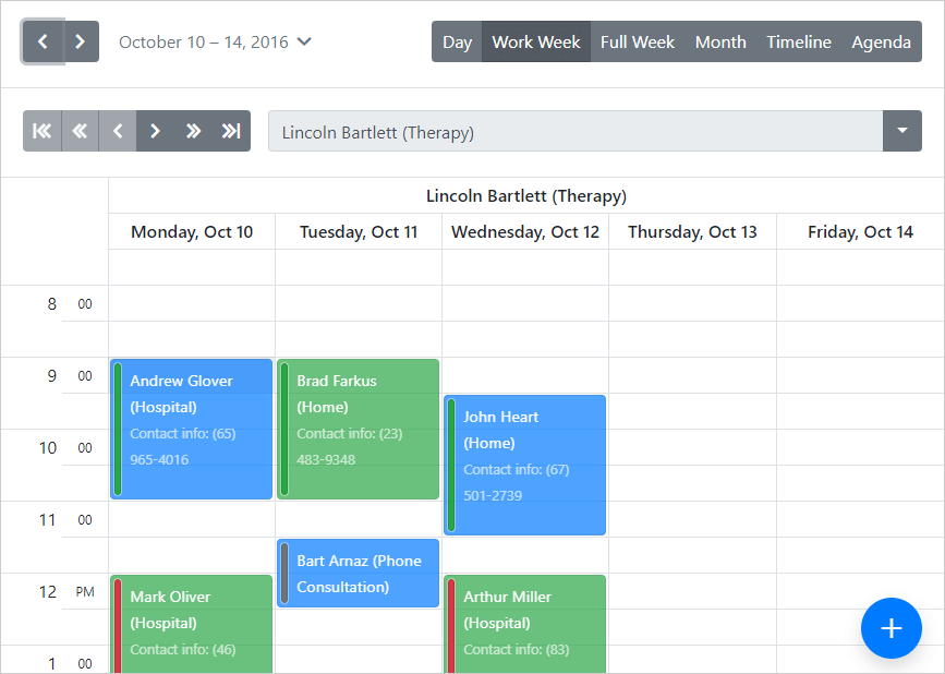 Bootstrap Scheduler - Date Navigator, DevExpress