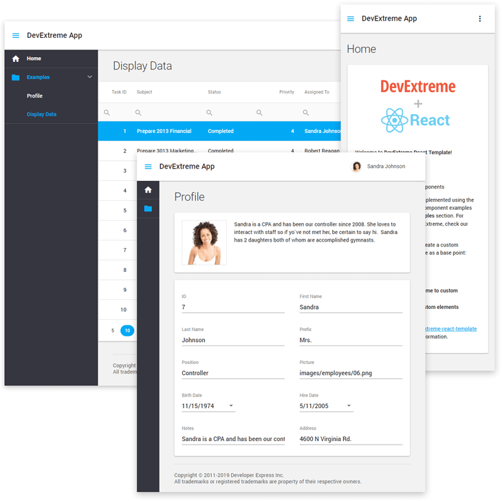 React - Responsive Application Layout Template, DevExtreme | DevExpress