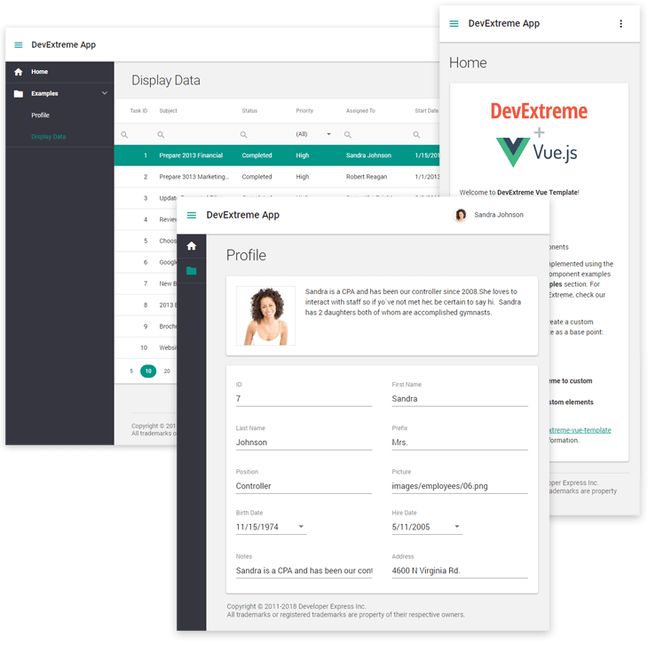 Responsive Application Layout Template and CLI Tools - Vue Components, DevExtreme | DevExpress