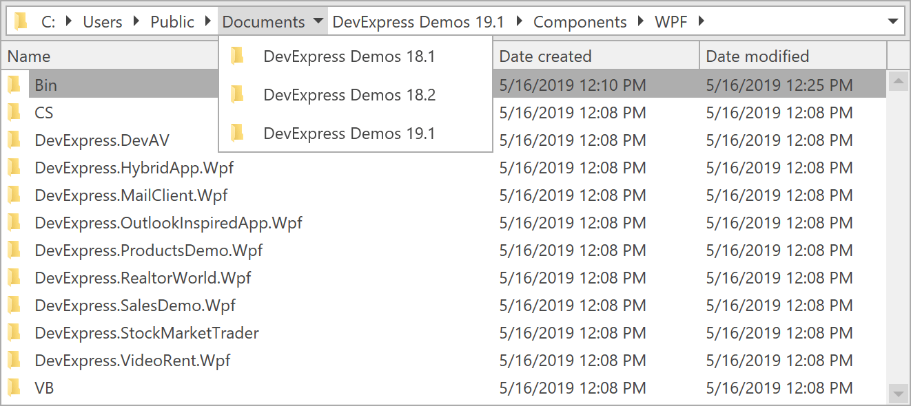 WPF Breadcrumb Control - DevExpress