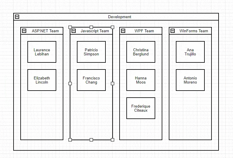 Shape Containers - JavaScript Diagram, DevExpress
