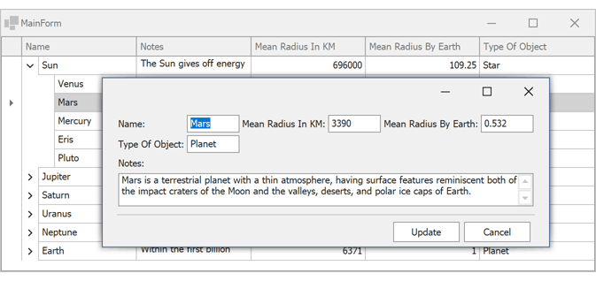 Popup Edit Form - WinForms TreeList, DevExpress