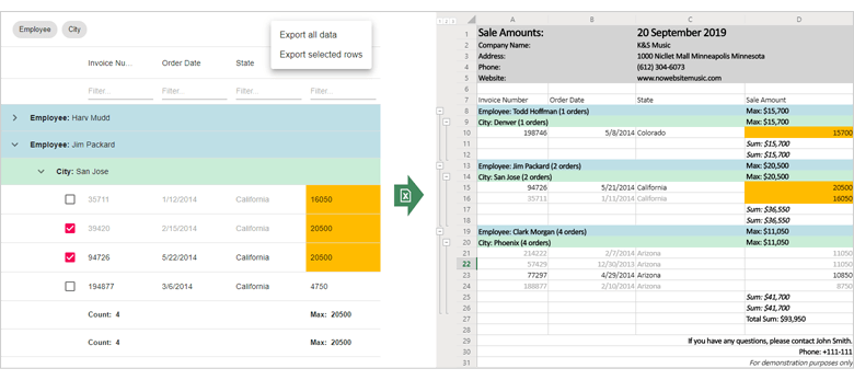 Export to Excel - Native React Grid | DevExpress