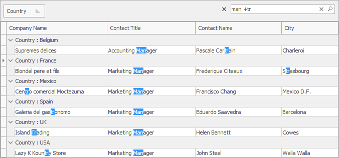 Grid Control - Find Panel Inside Group By Box | DevExpress