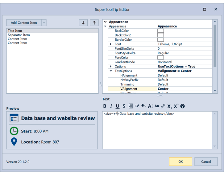 SuperToolTip Designer for WinForms | DevExpress