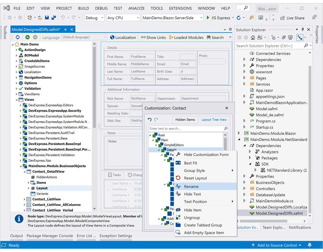 Model Editor for .NET Core 3+ WinForms Projects - XAF | DevExpress