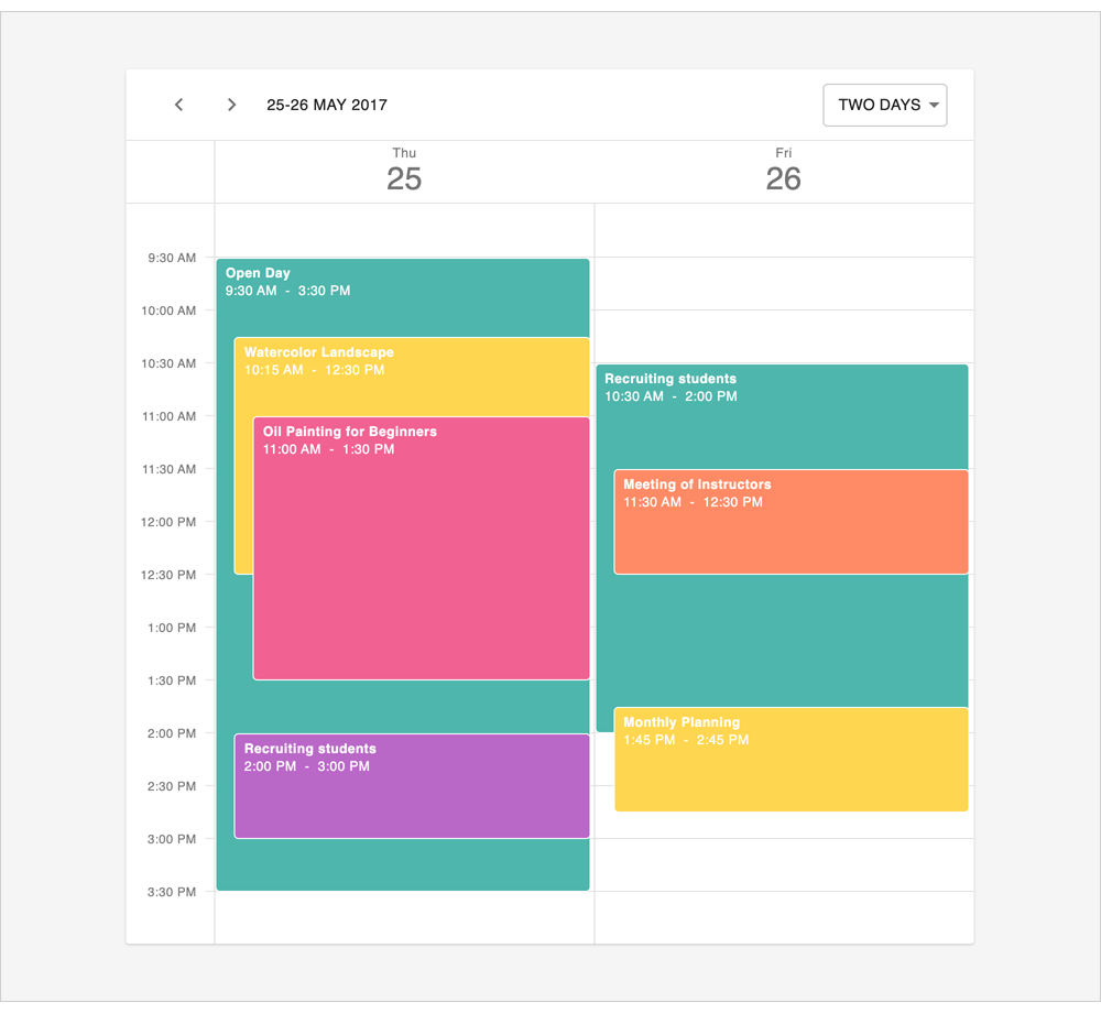 Enhanced Rendering for Overlapped Events/Appointments - React Scheduler | DevExtreme, DevExpress