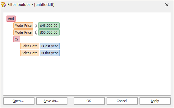 VCL Filter Criteria - Token Style in Filter Builder | DevExpress