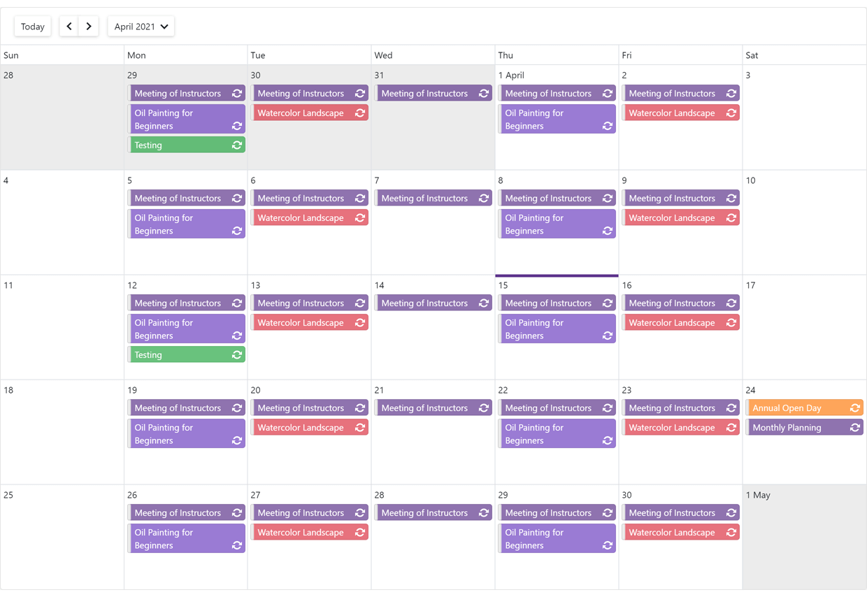 Month View - Blazor Scheduler | DevExpress