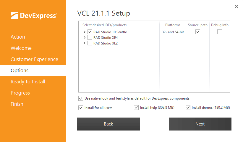 VCL Lightweight Installer | DevExpress