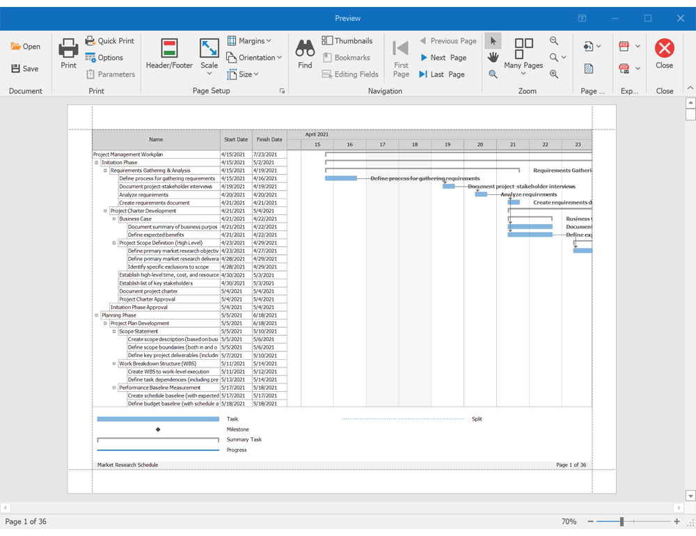 Printing - WinForms Gantt | DevExpress