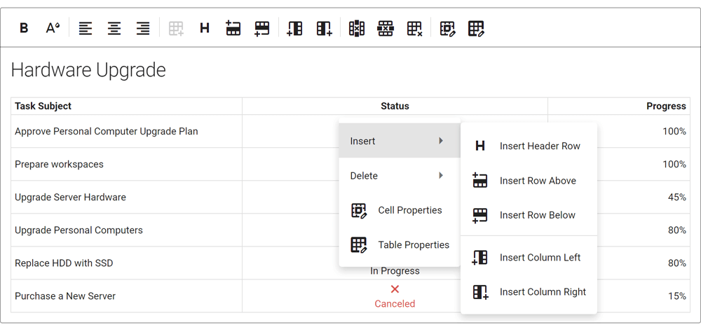 Tables - HTML/Markdown Editor | DevExtreme