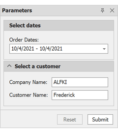 Parameters Panel - Grouping | DevExpress