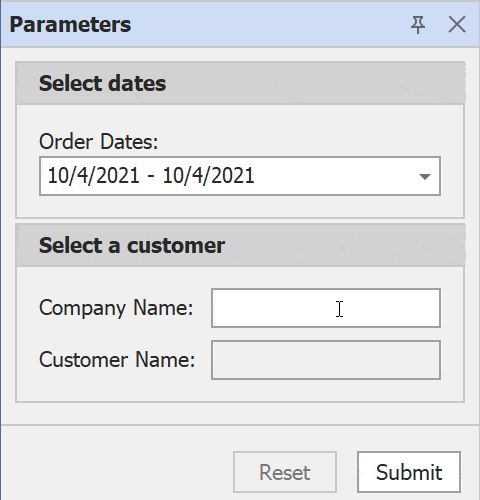 Parameters Panel - Enable/Disable Parameter Editors Based on a Condition | DevExpress