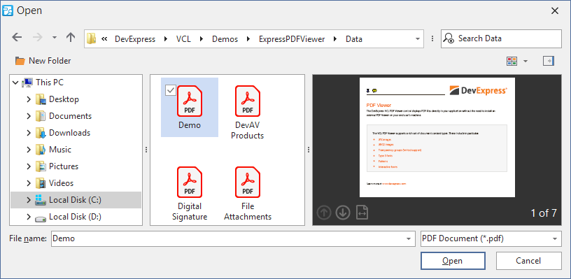 VCL Open File Dialog - Preview | DevExpress