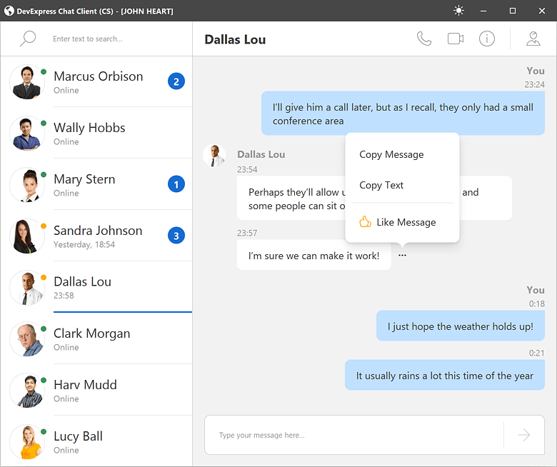 WinForms Chat Client - DevExpress