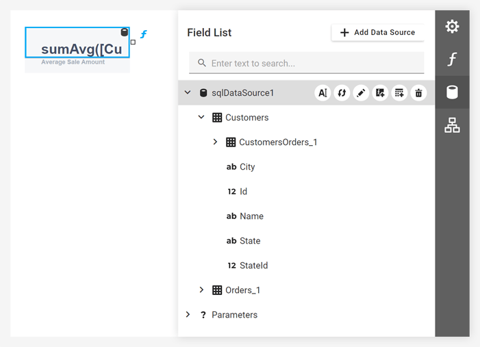 Web Report Designer - Field List Action Buttons, DevExpress